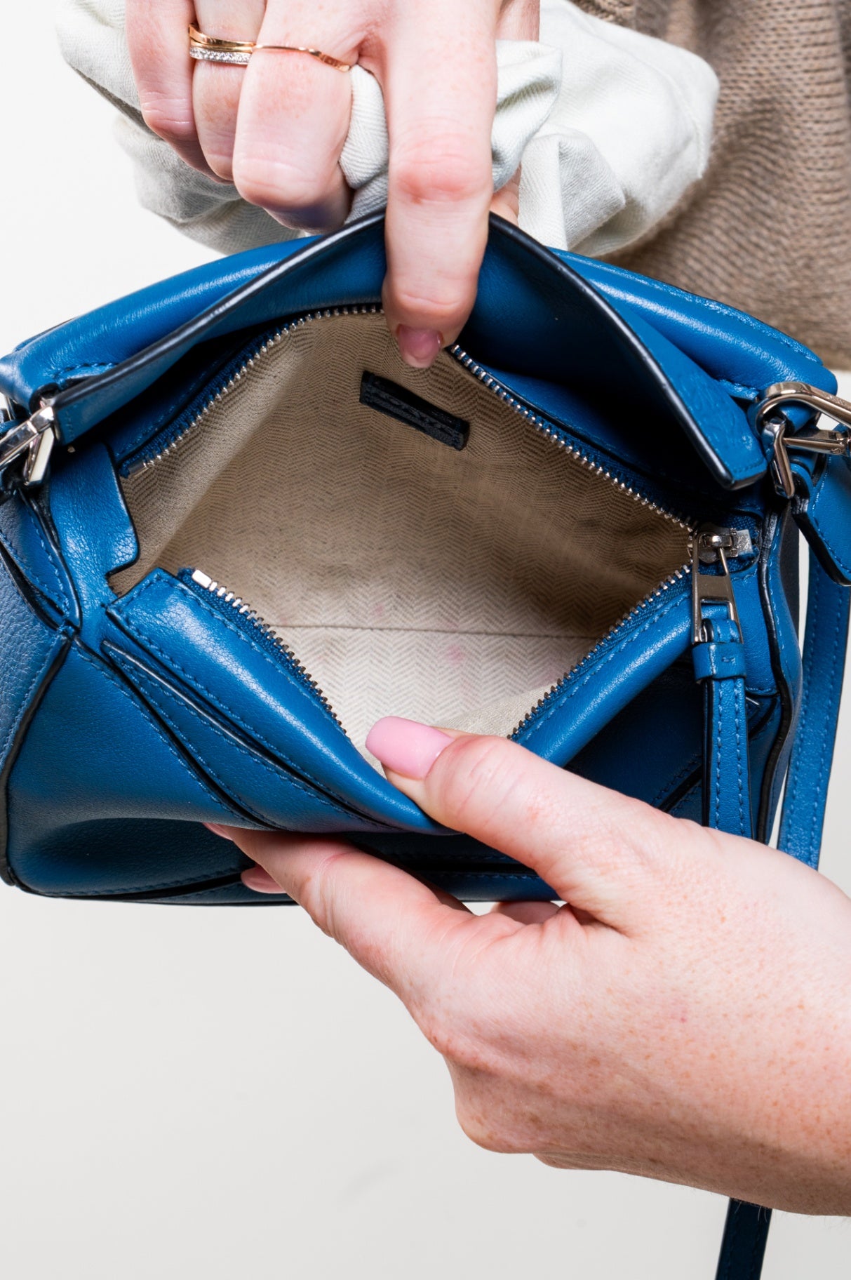 Mini Blue Calfskin Puzzle Bag