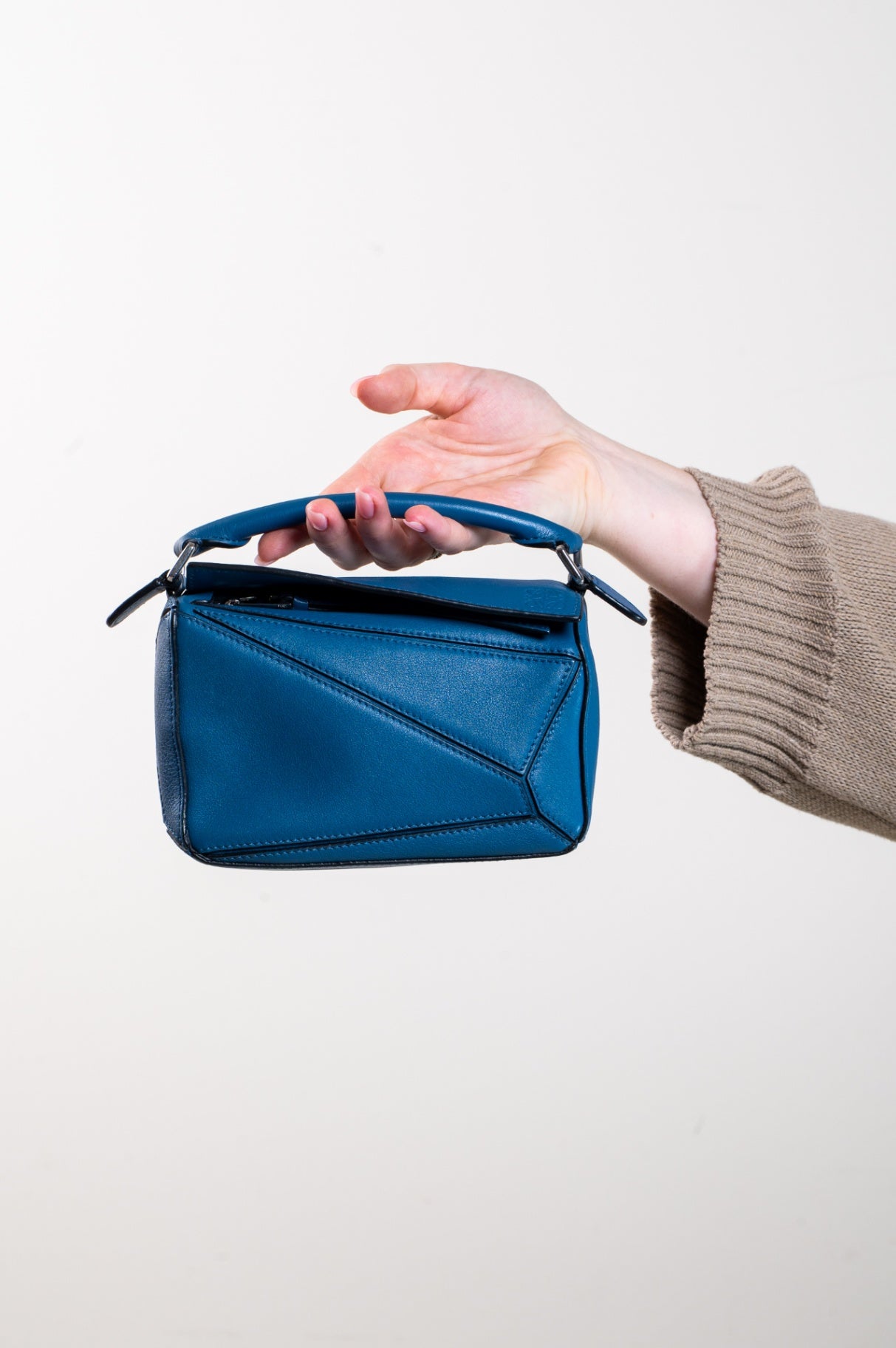 Mini Blue Calfskin Puzzle Bag