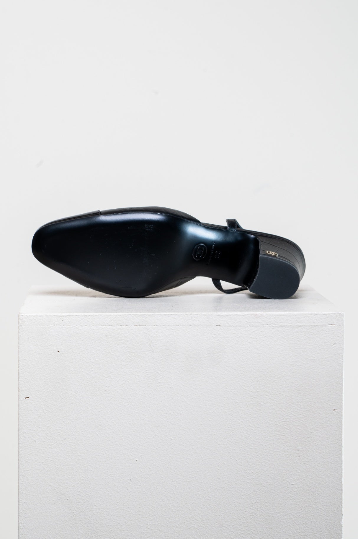 Black Croc-Embossed Slingback Kitten Heel