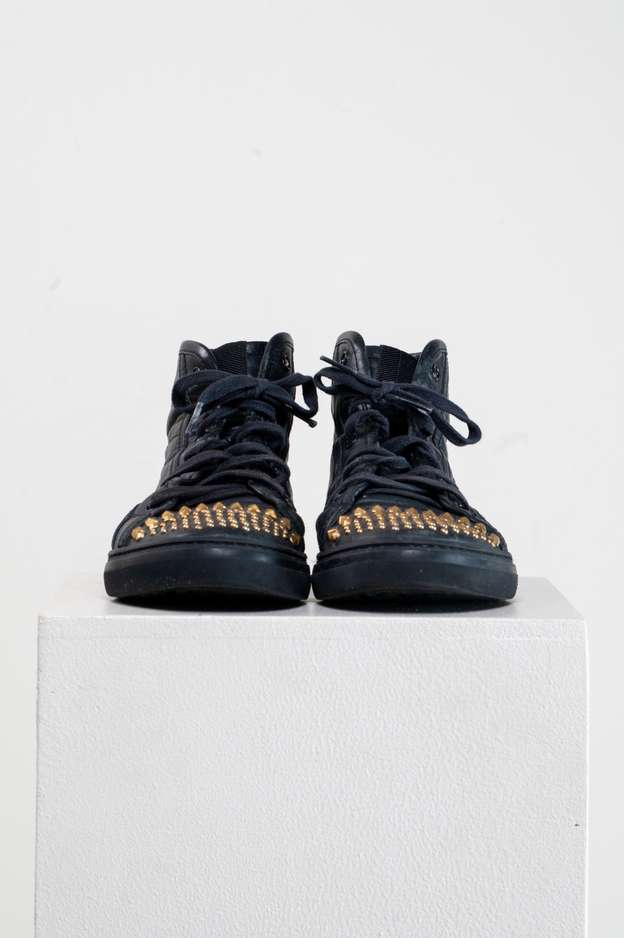Black Studded Nappa Moorea High-Top Sneakers
