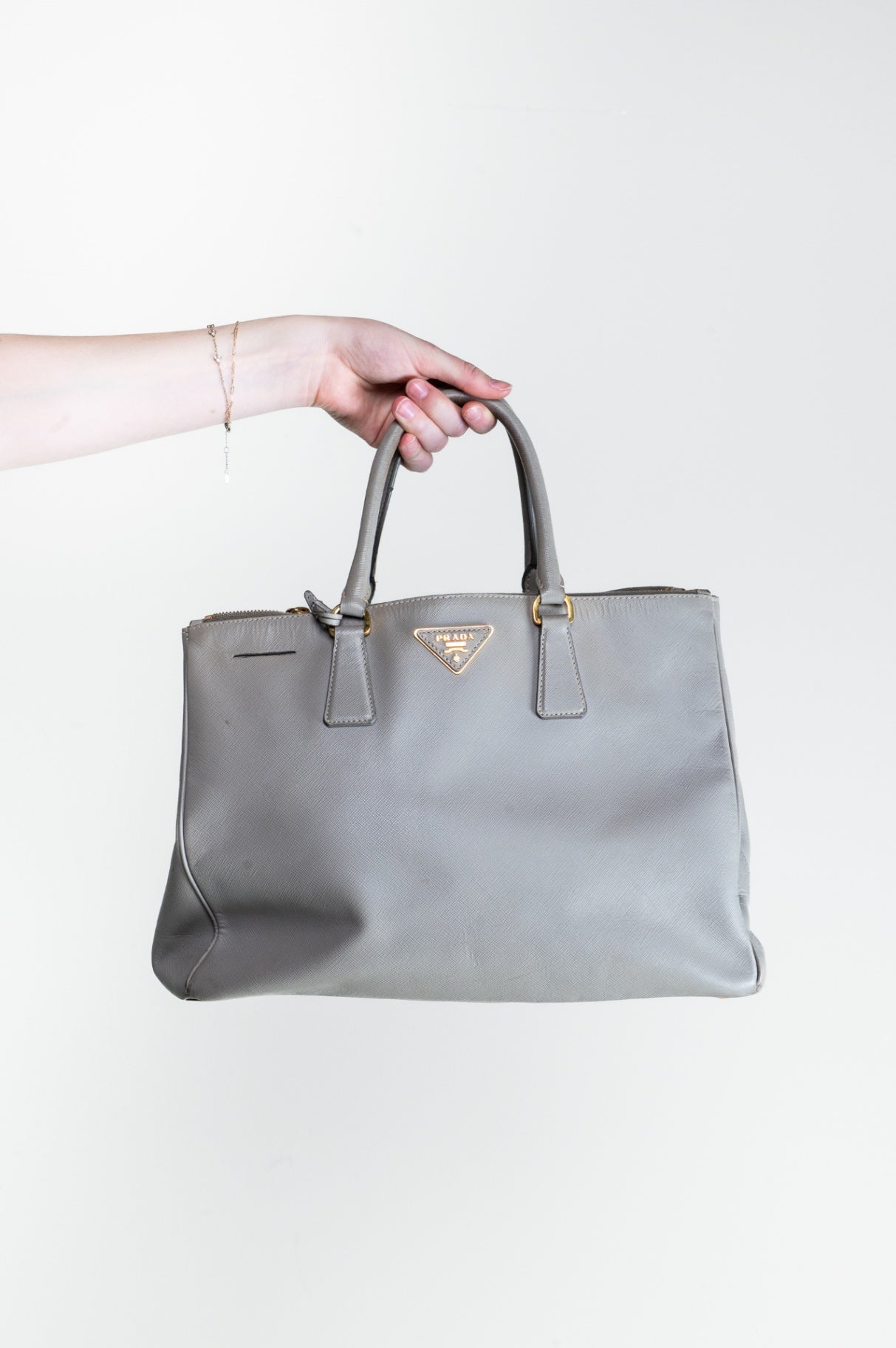 Light Grey Large Galleria Top Handle Bag