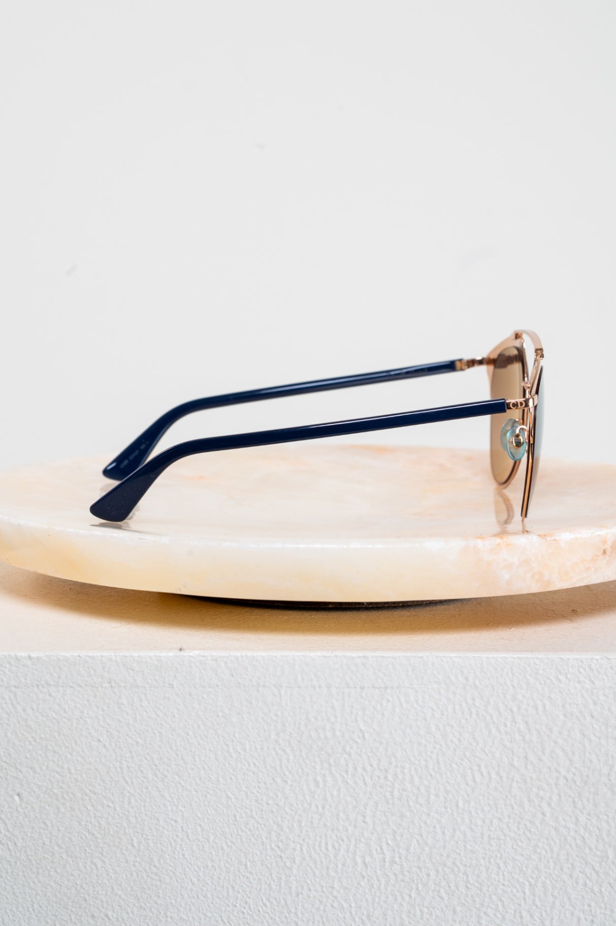 Rose Gold & Navy Reflective Aviator Sunglasses