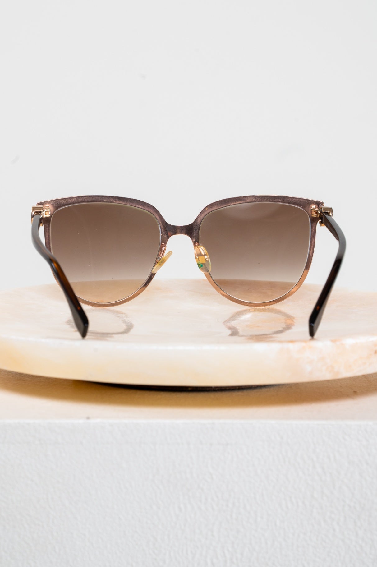 Brown Ombre Oversize Round Cat-Eye Sunglasses