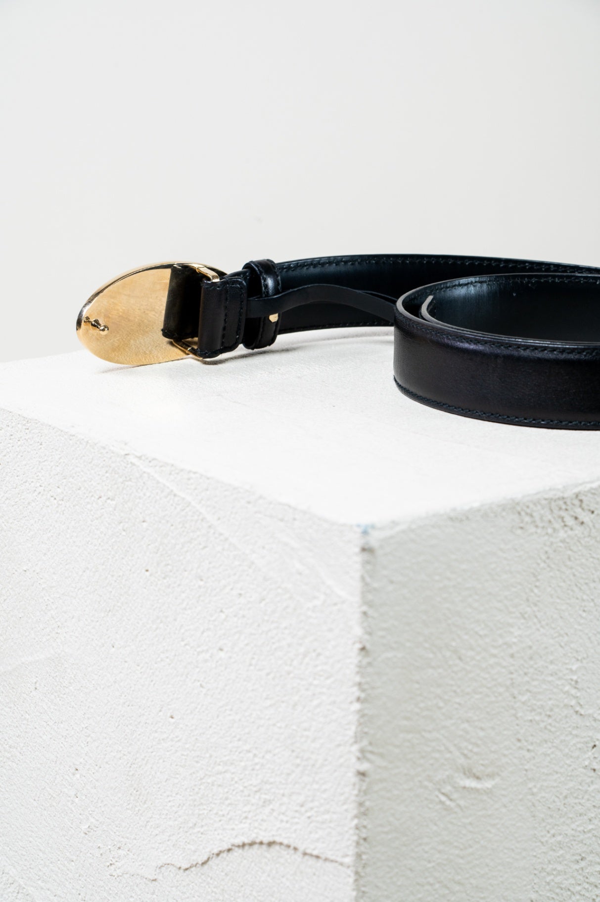 Black & Gold Script Buckle Belt