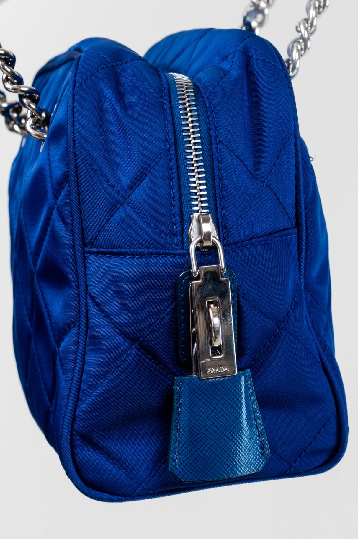 Blue Bauletto Nylon Shoulder Bag