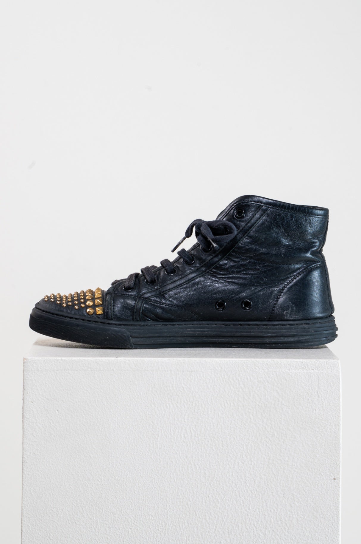 Black Studded Nappa Moorea High-Top Sneakers
