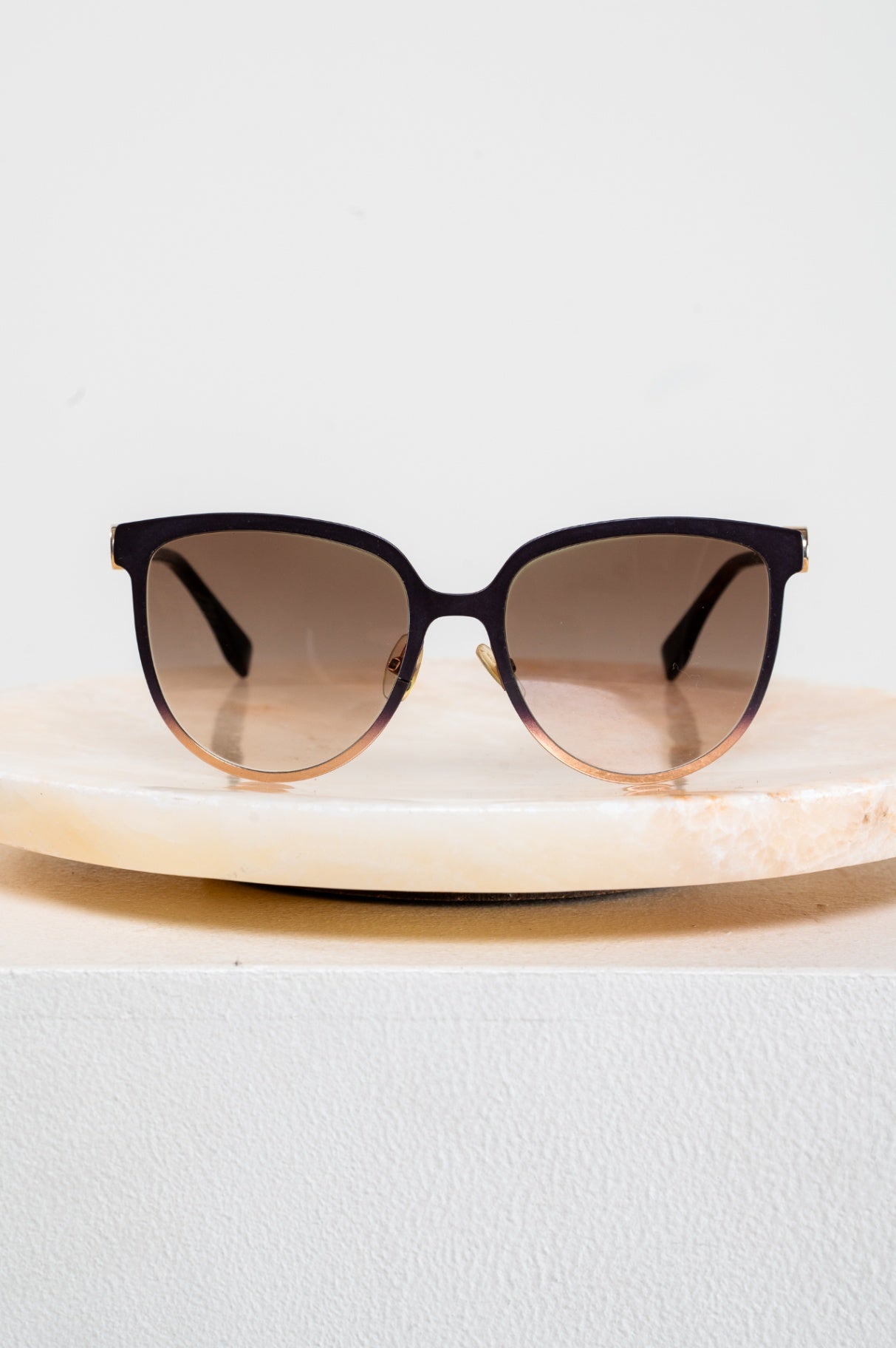 Brown Ombre Oversize Round Cat-Eye Sunglasses