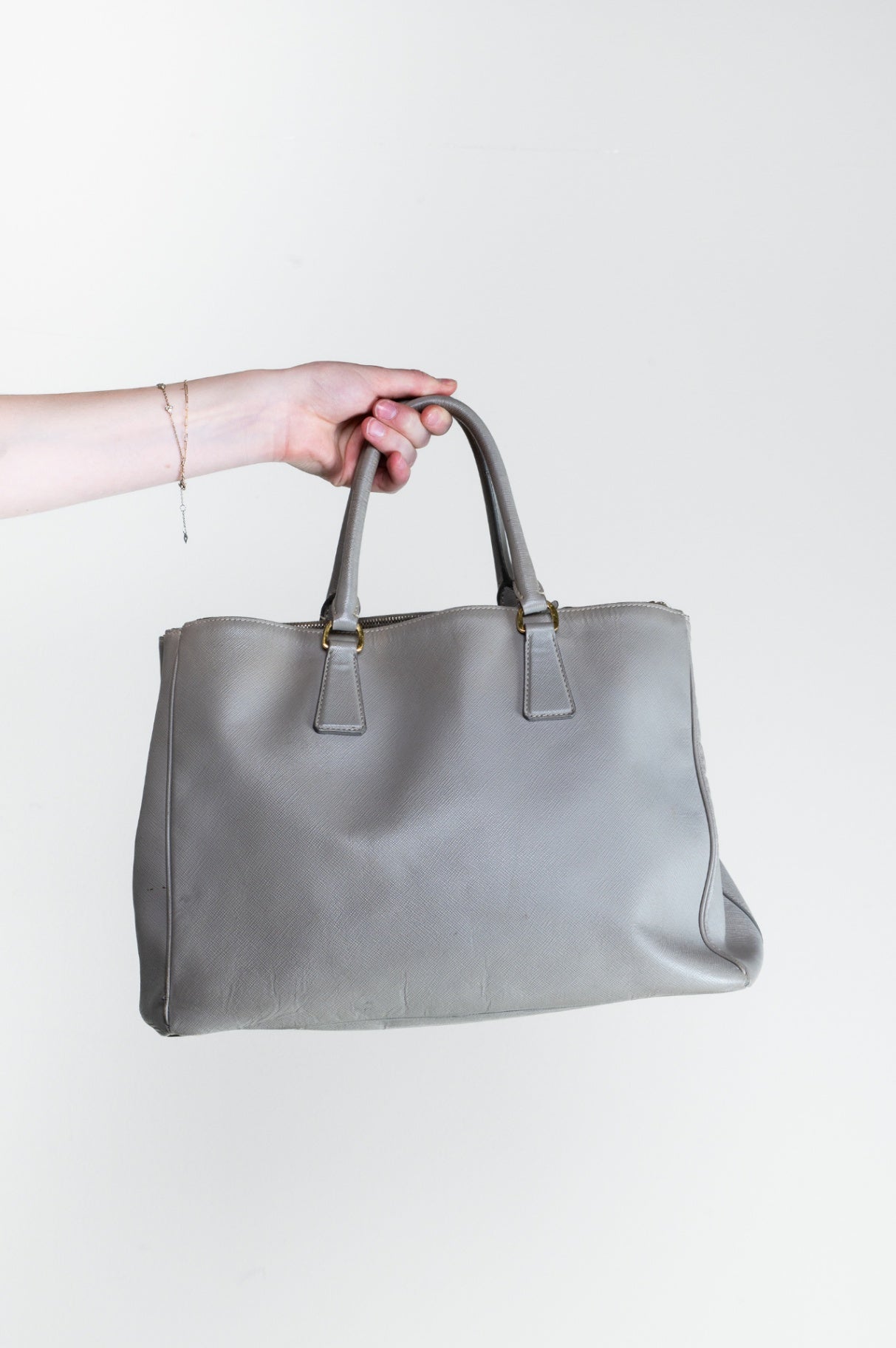 Light Grey Large Galleria Top Handle Bag
