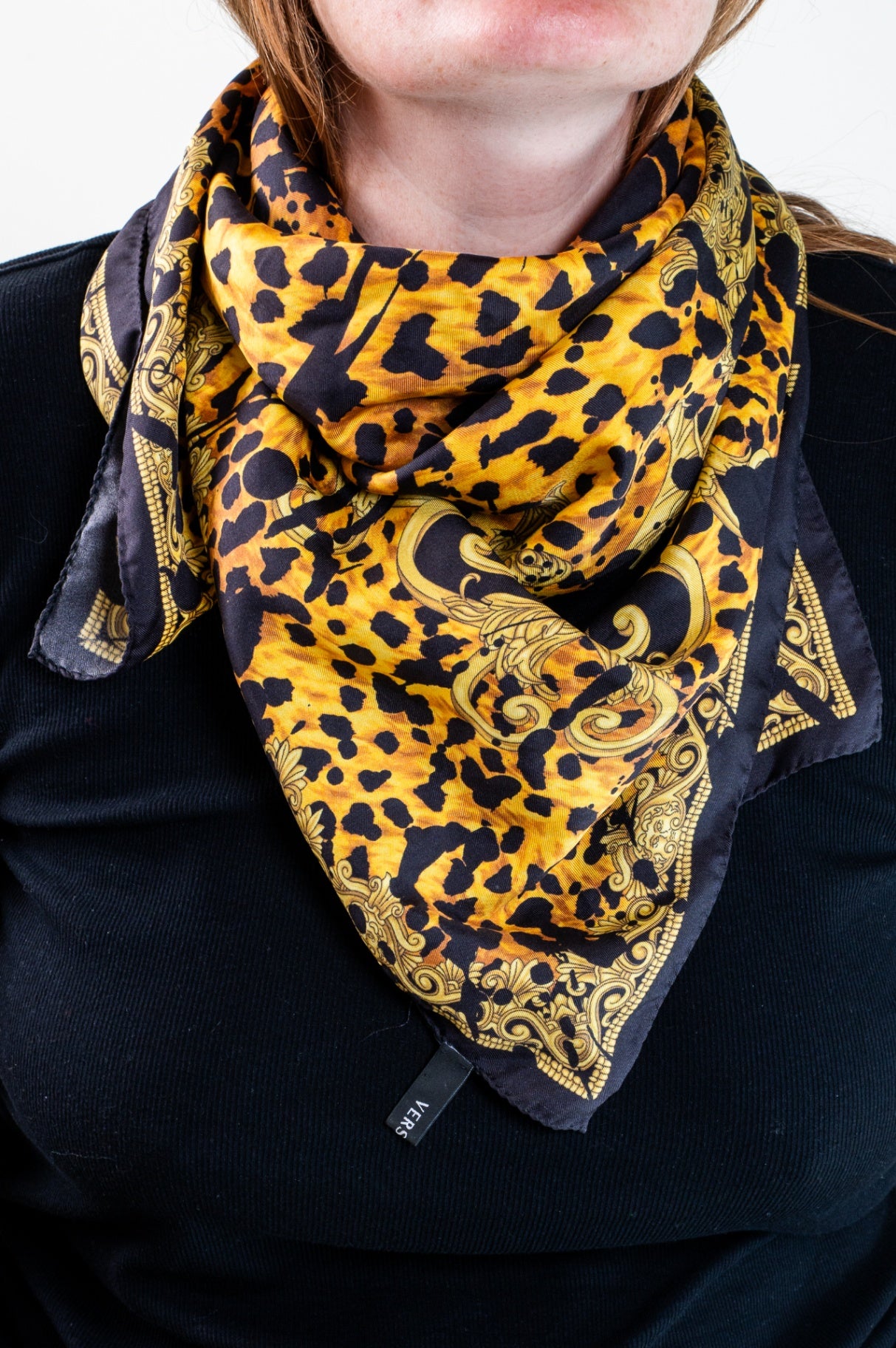 Yellow and Black Printed Scarf