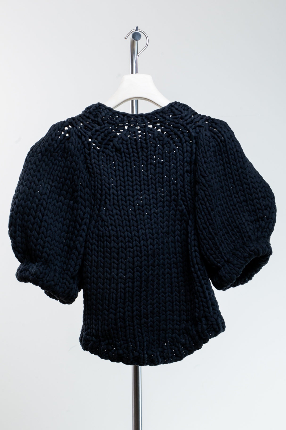 Black Large Knit Billow Sleeve Sweater