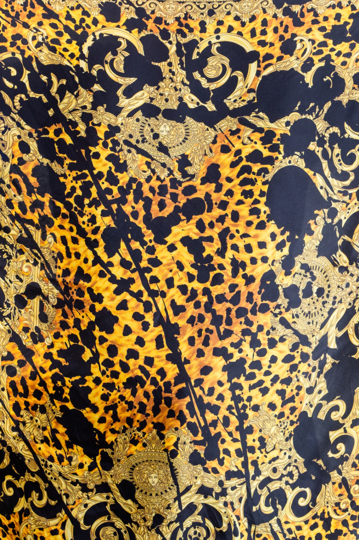 Yellow and Black Printed Scarf