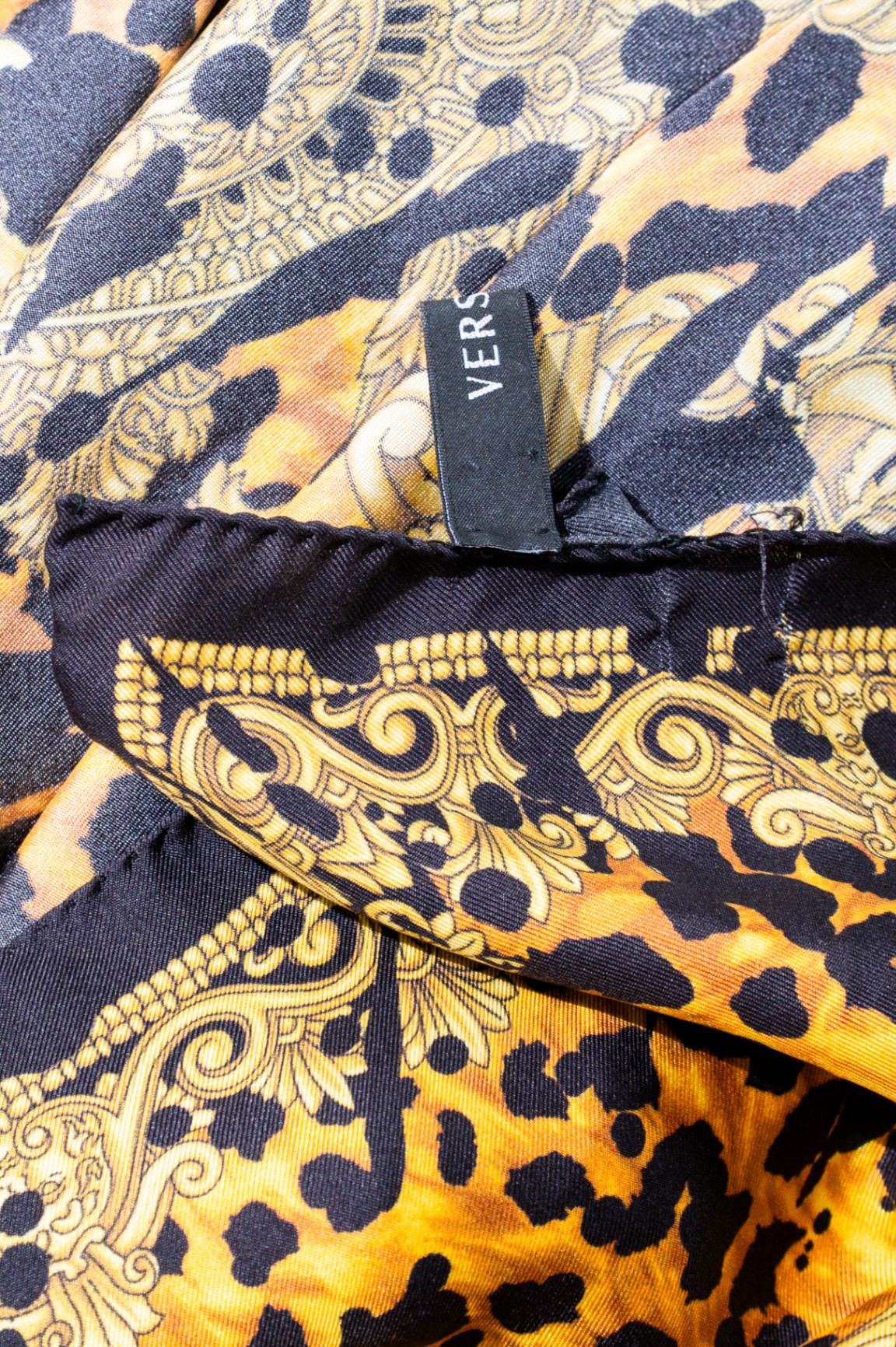 Yellow and Black Printed Scarf