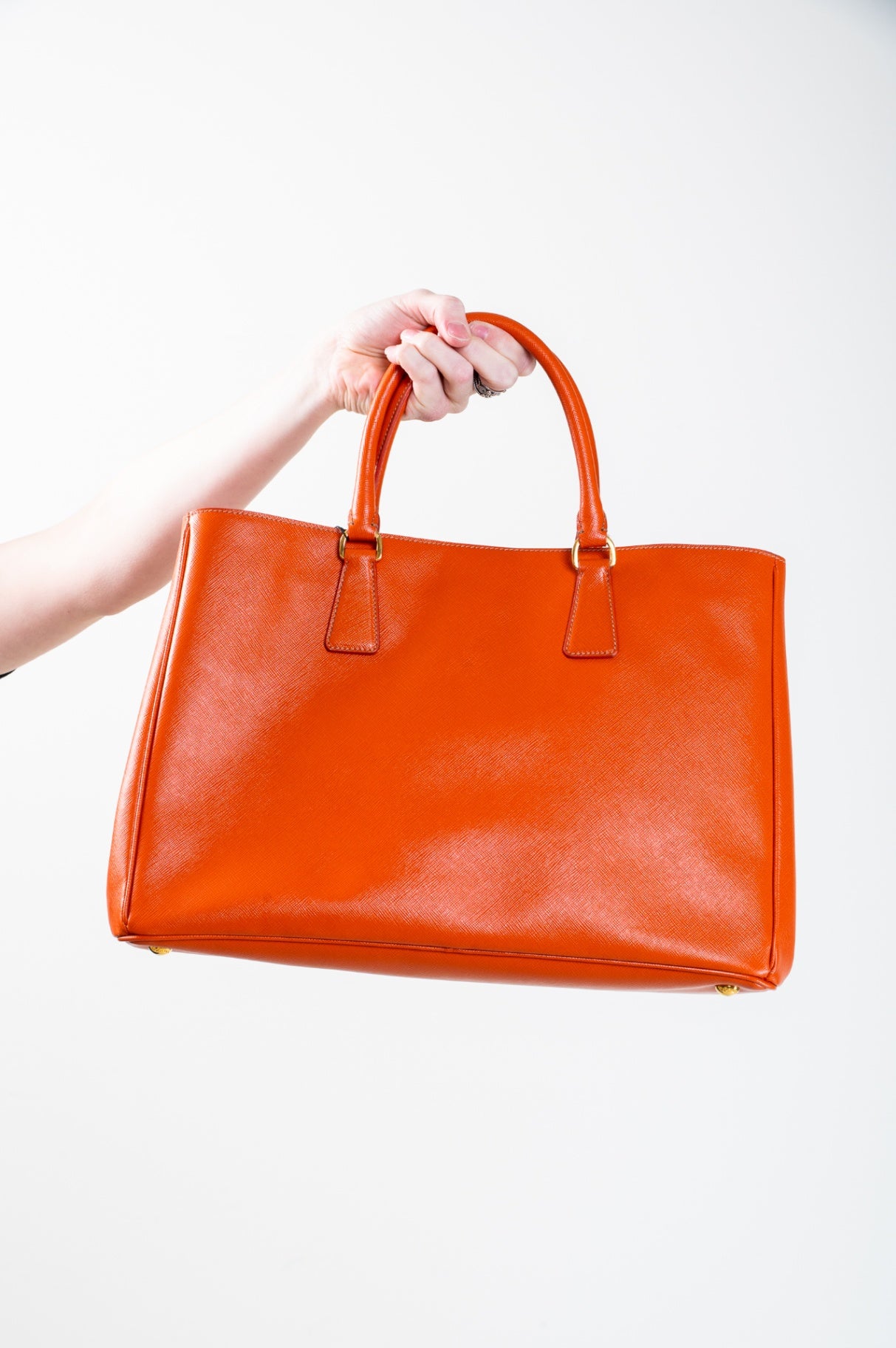 Orange Saffiano Medium Saffiano Lux Tote