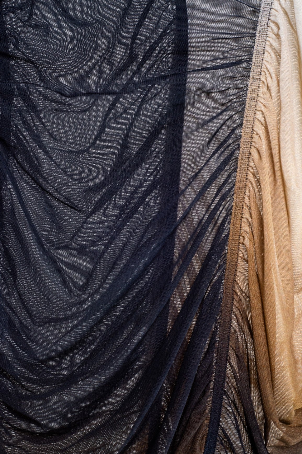 Black & Beige Degrade Mesh Wavy Dress