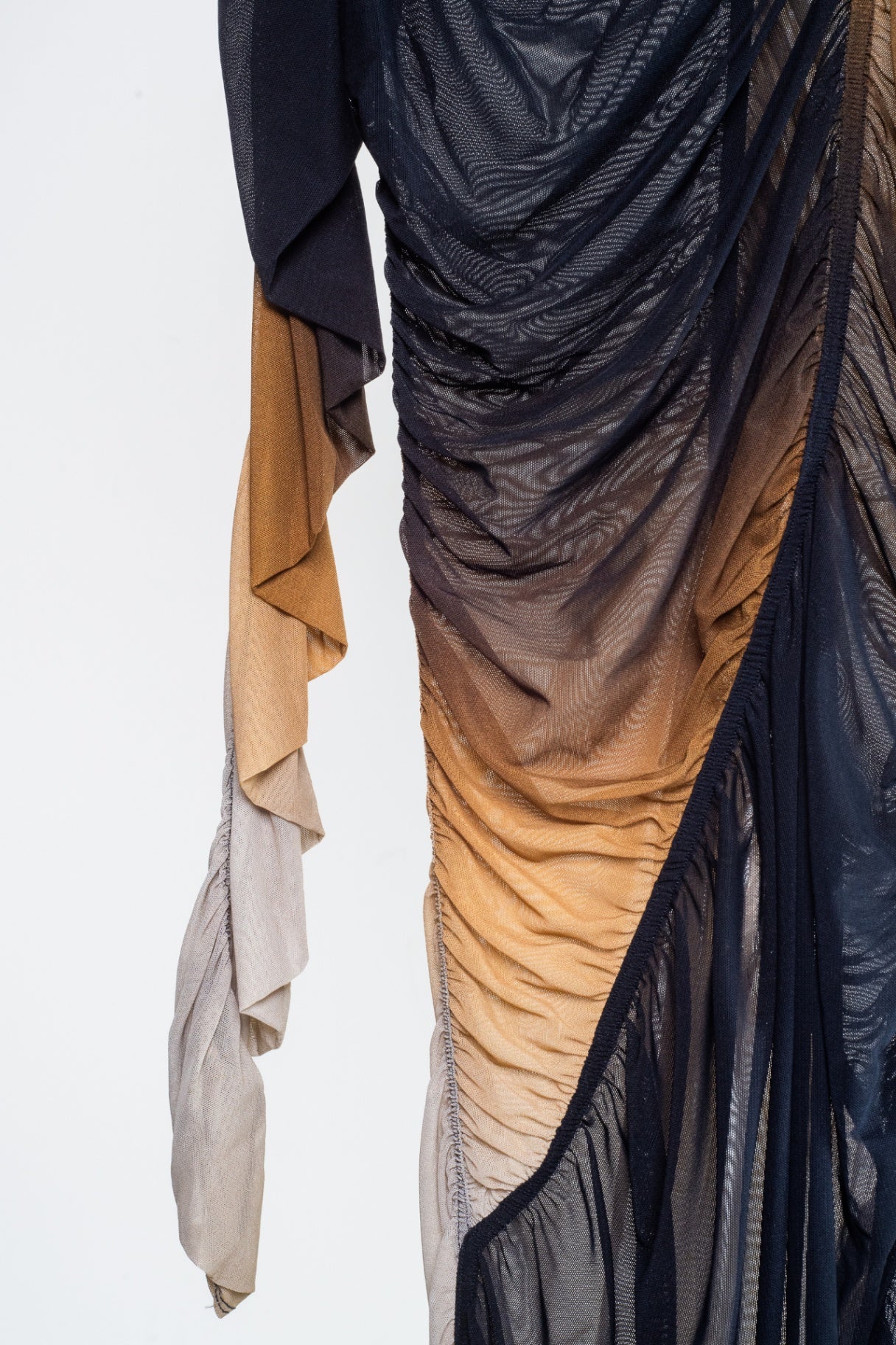 Black & Beige Degrade Mesh Wavy Dress