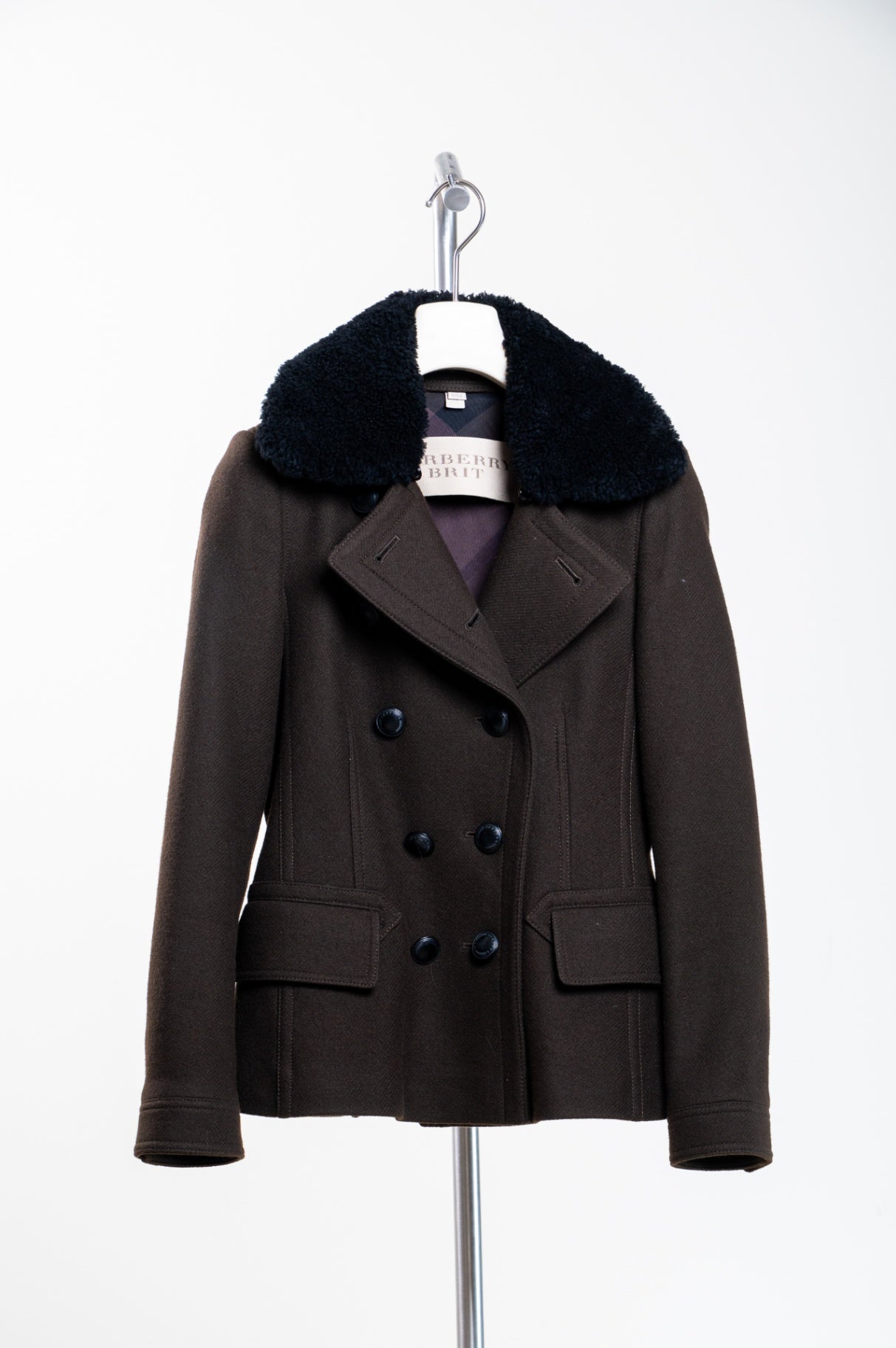 Dark Chocolate Brown Sherling Trimmed Short Jacket