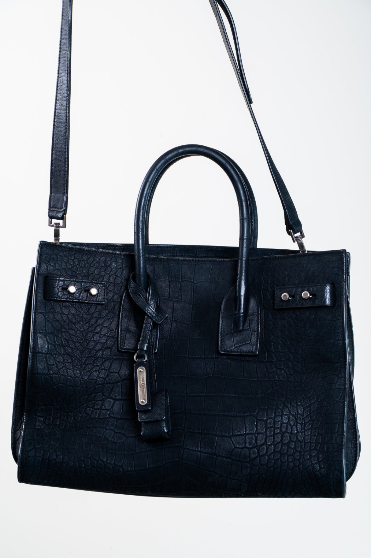 Small Embossed Crocodile Nubuck Sac De Jour Tote