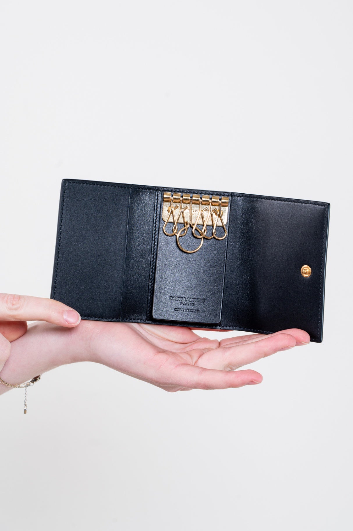 Black Smooth Leather Key Pouch