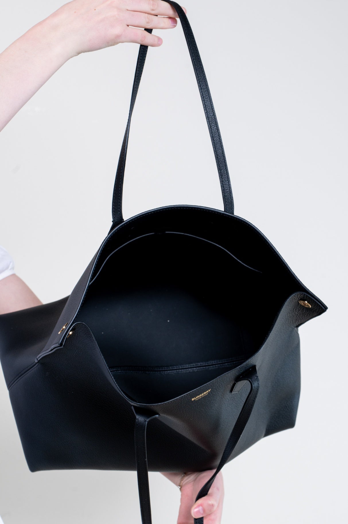 Black Grainy Leather Large Society Tote