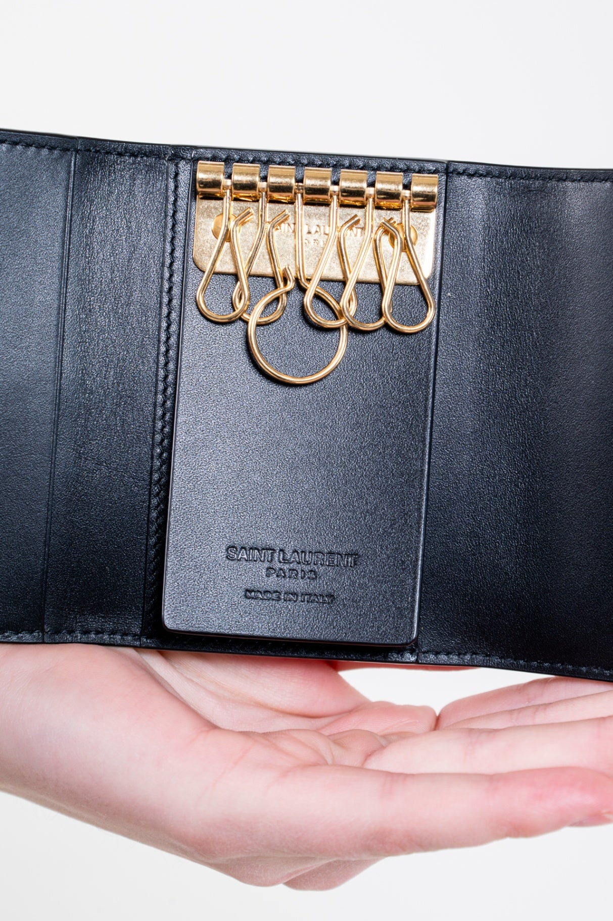 Black Smooth Leather Key Pouch