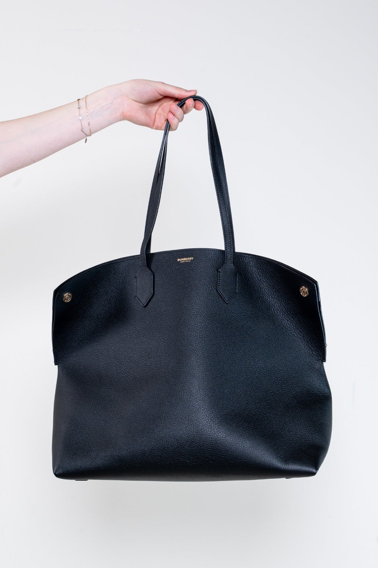 Black Grainy Leather Large Society Tote