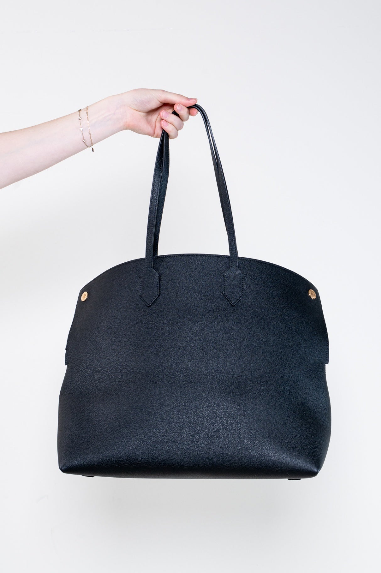 Black Grainy Leather Large Society Tote