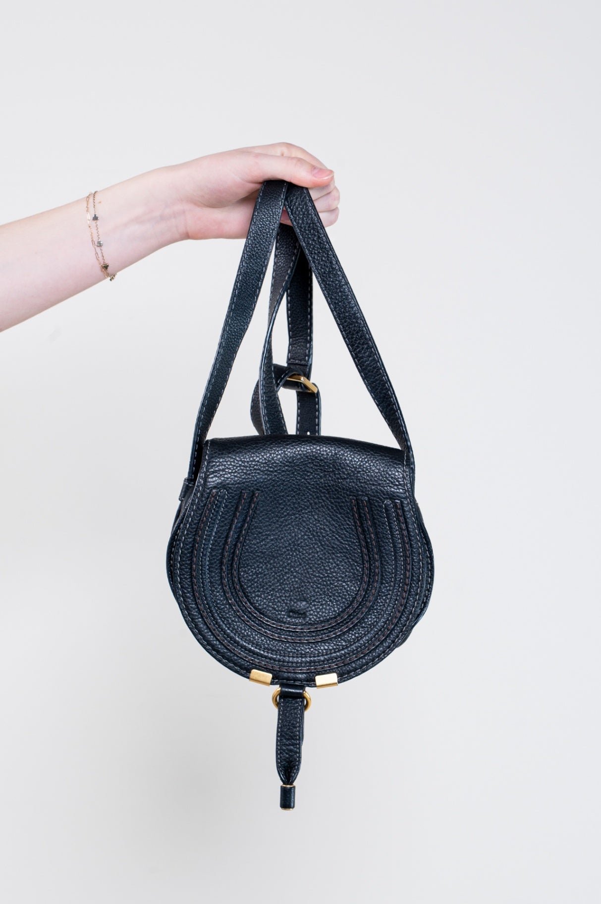 Black Small Marcie Saddle Bag
