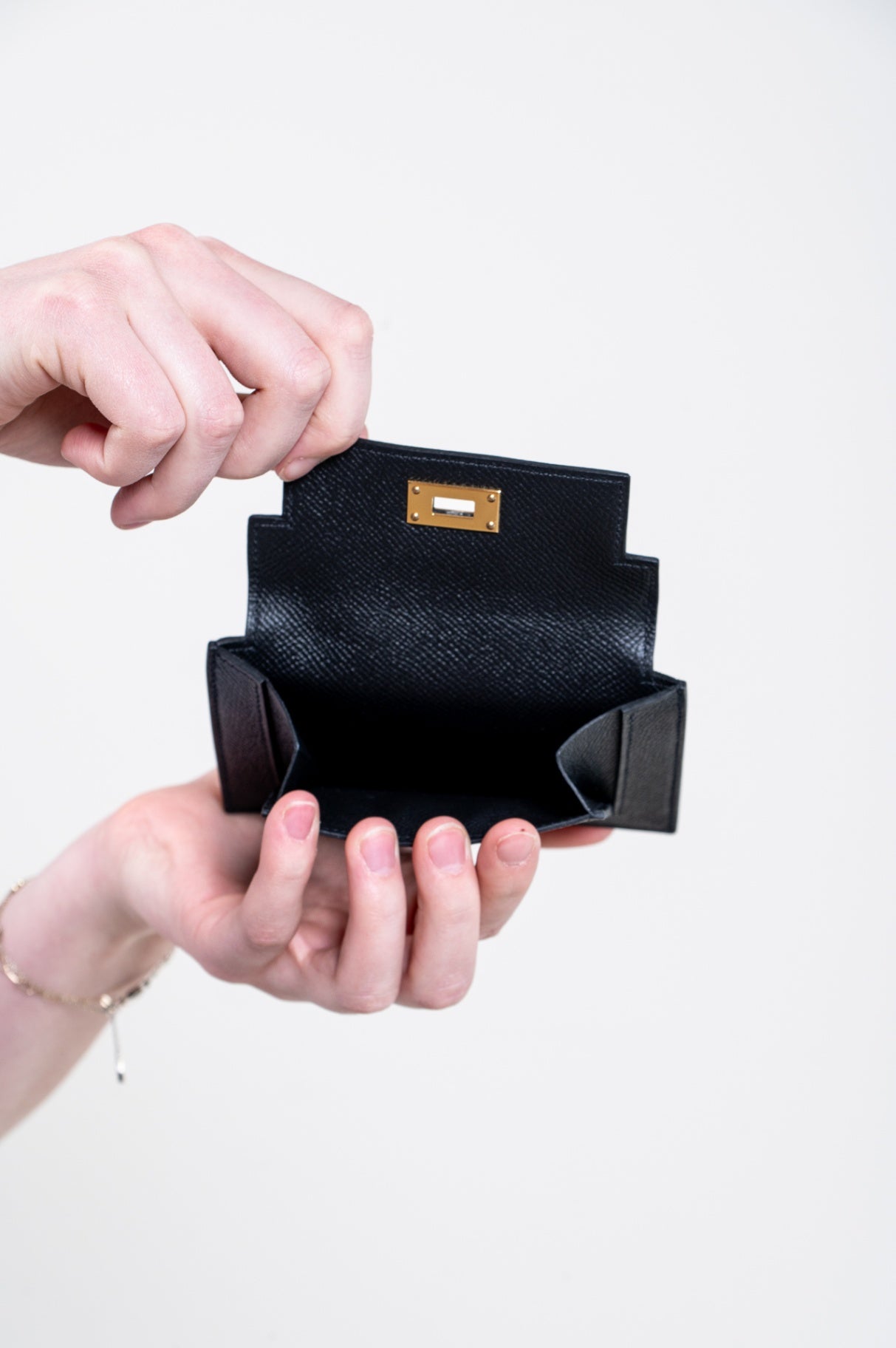 Black Epsom Kelly Pocket Compact Wallet