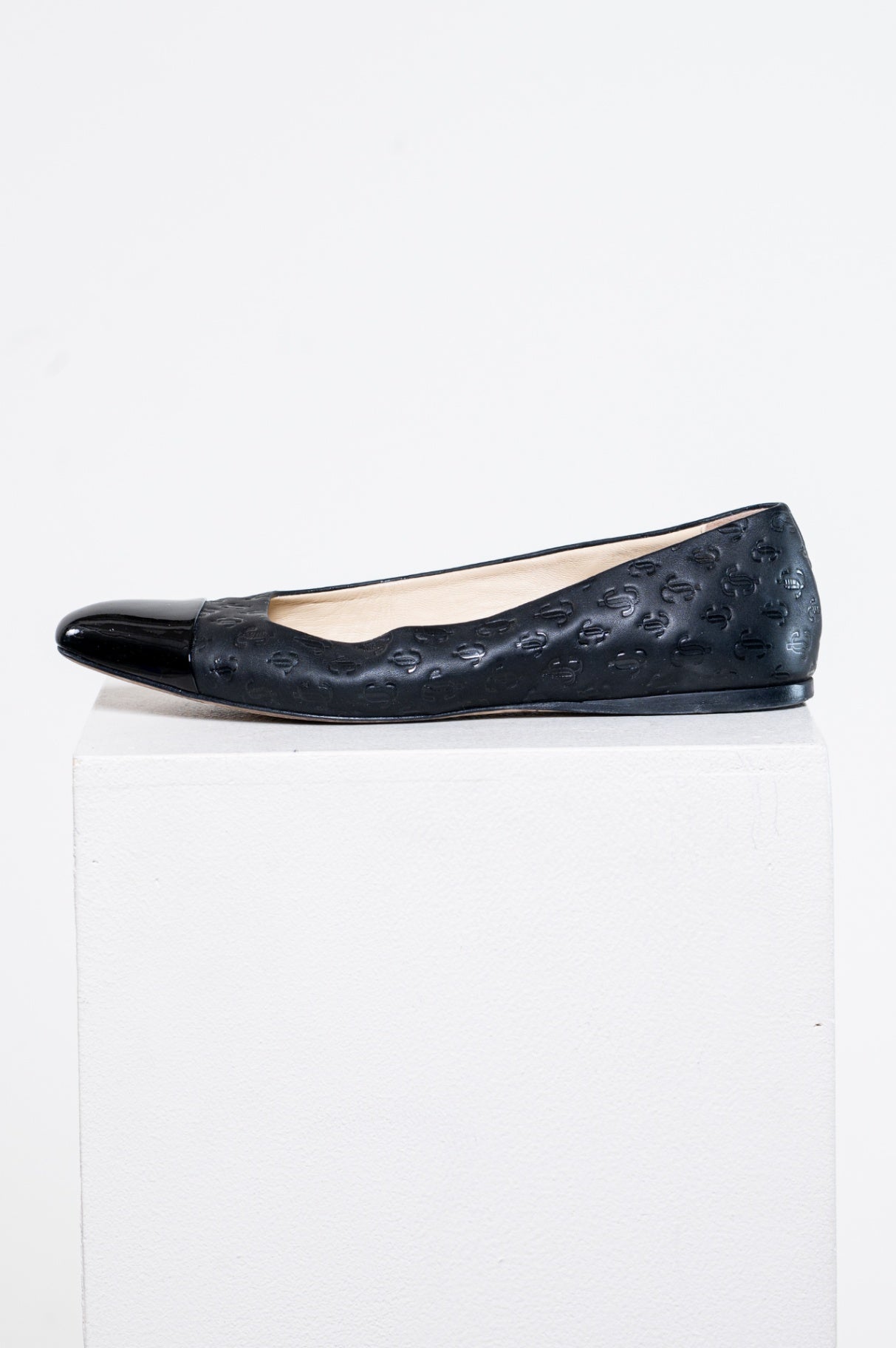 Black Logo Printed Ballet Flats