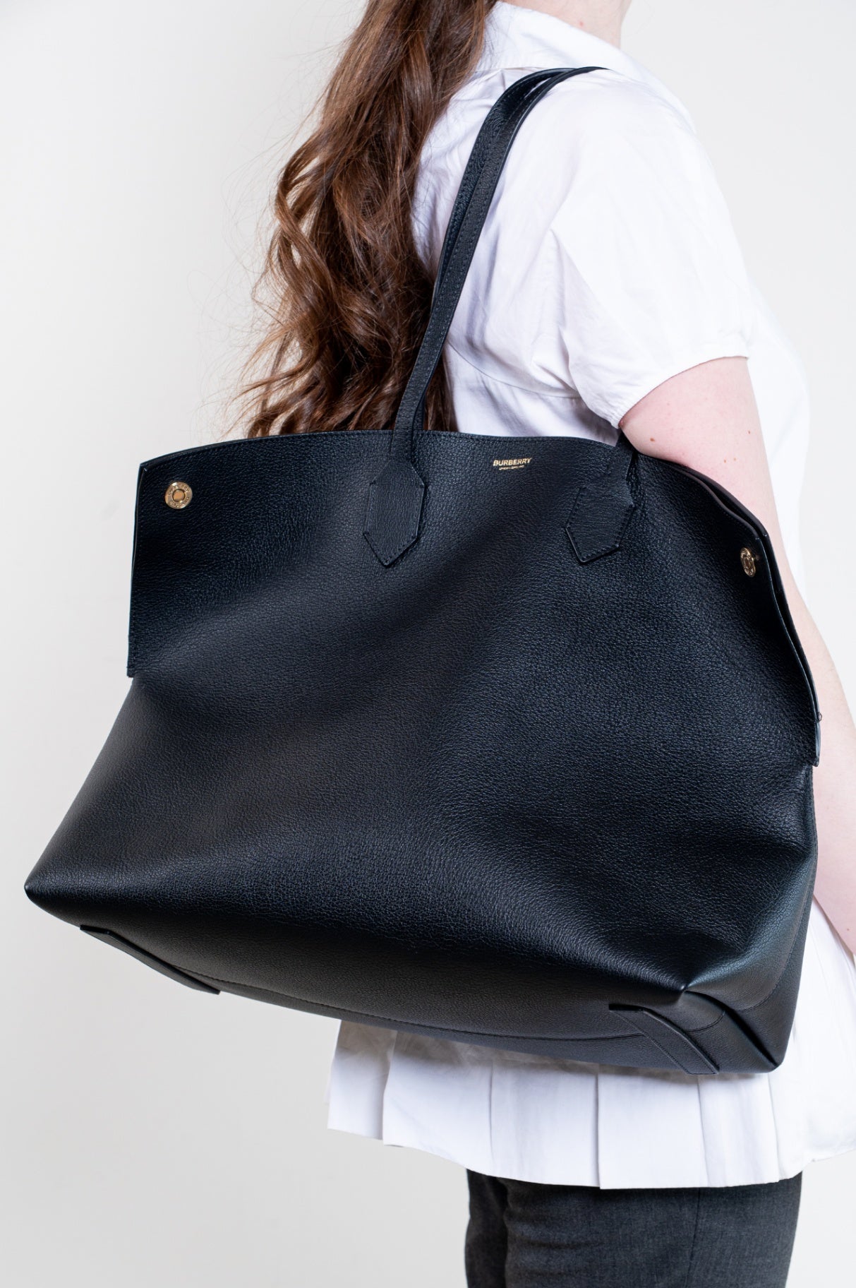 Black Grainy Leather Large Society Tote