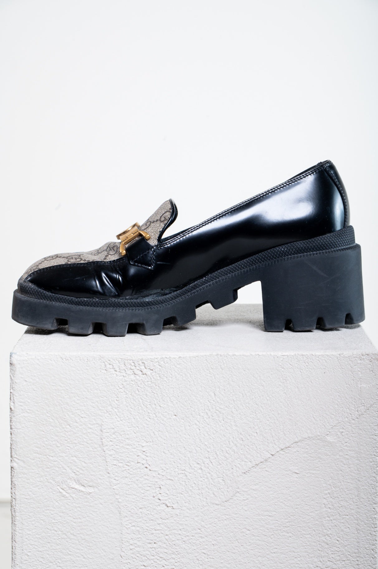 Black and Monogram Double G Loafer