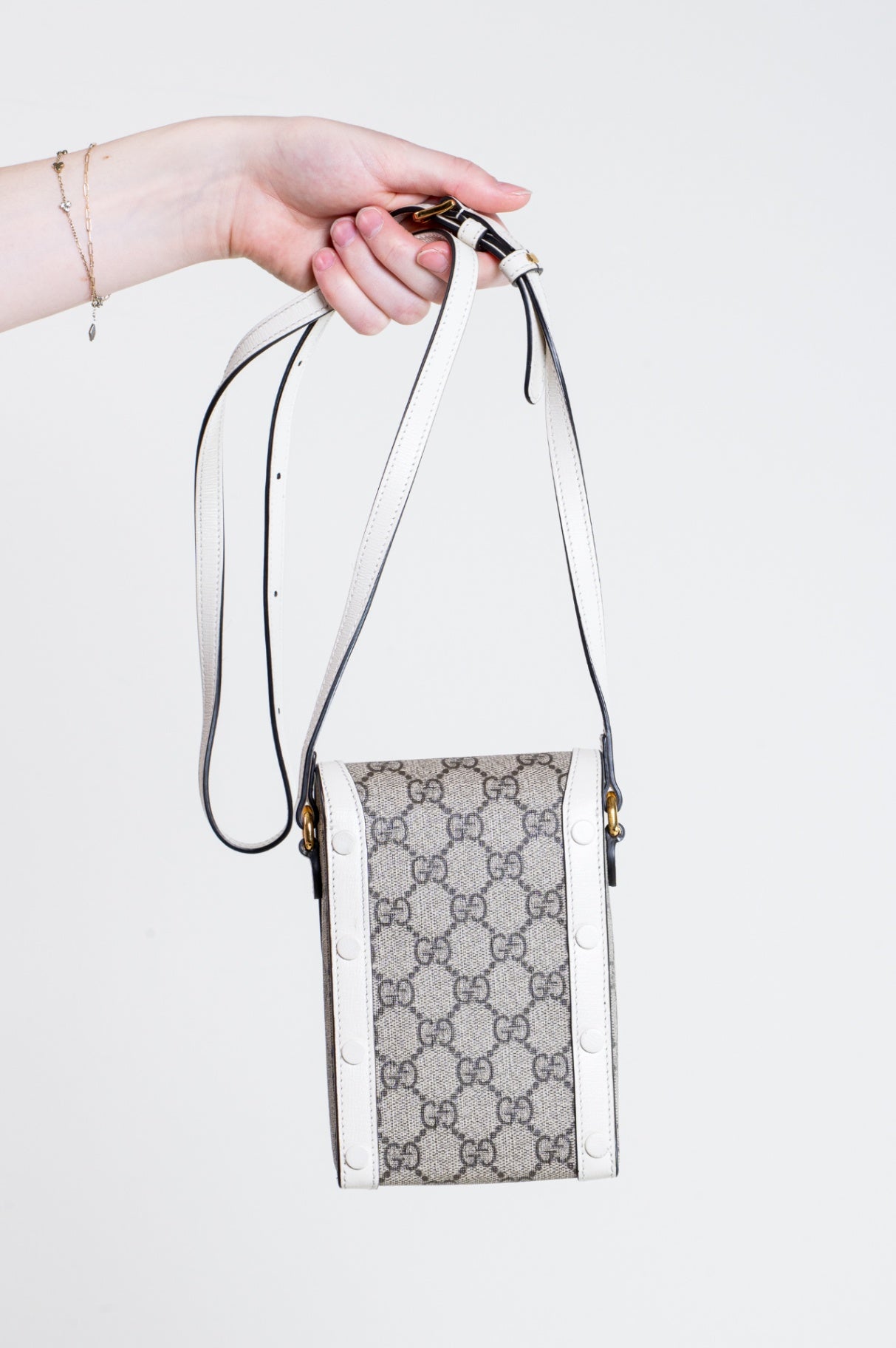 White Mini Horsebit Crossbody Bag