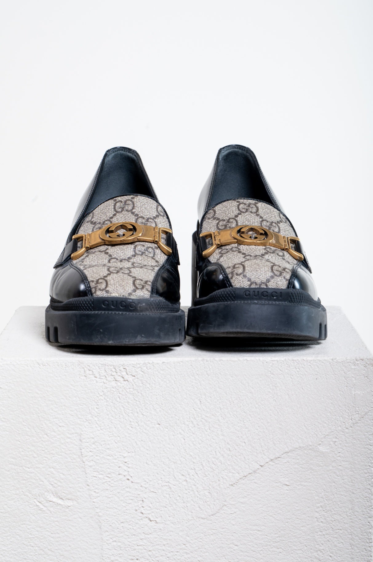 Black and Monogram Double G Loafer