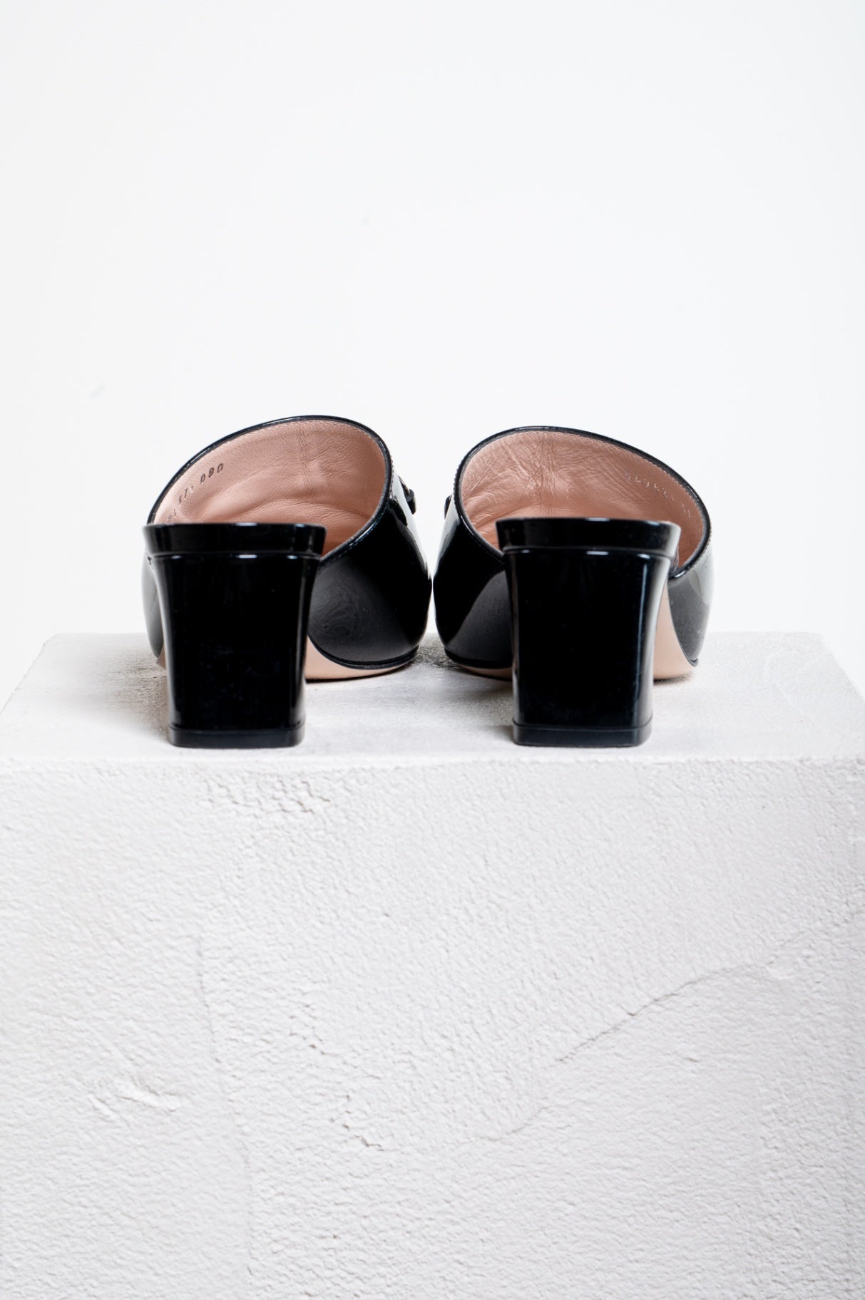 Black Patent Horsebit Round Toe Mule