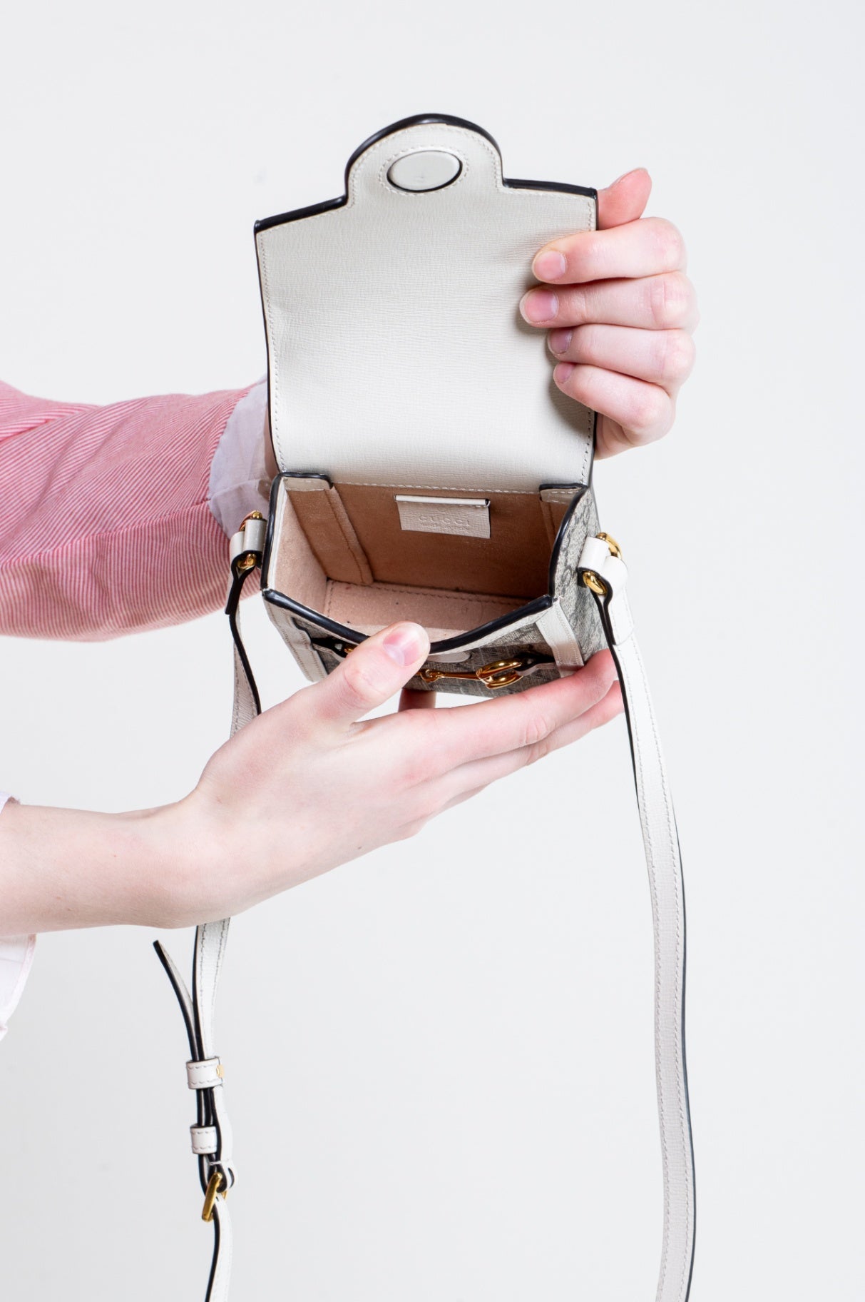 White Mini Horsebit Crossbody Bag