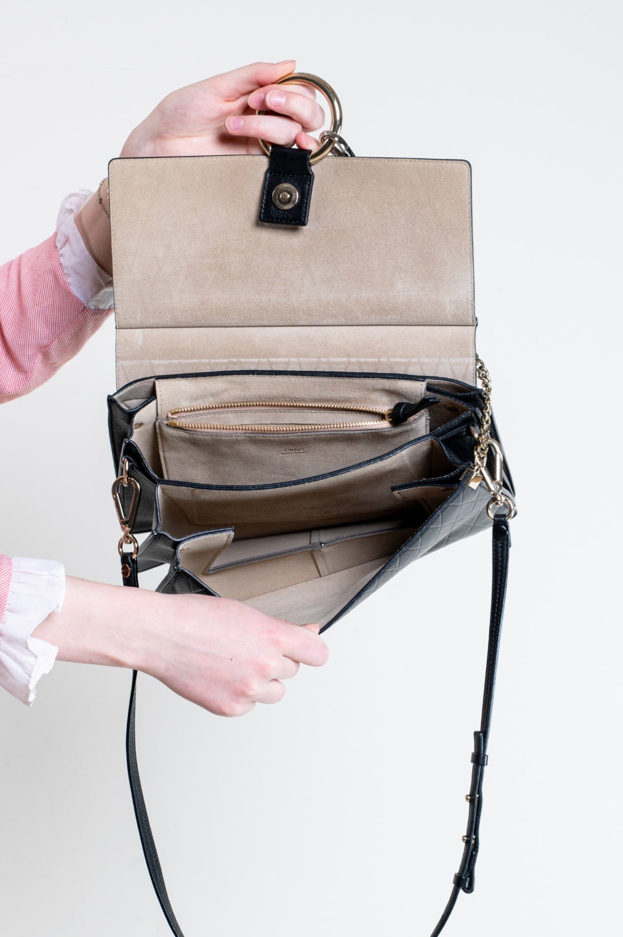 Black Diamond Embossed Faye Shoulder Bag