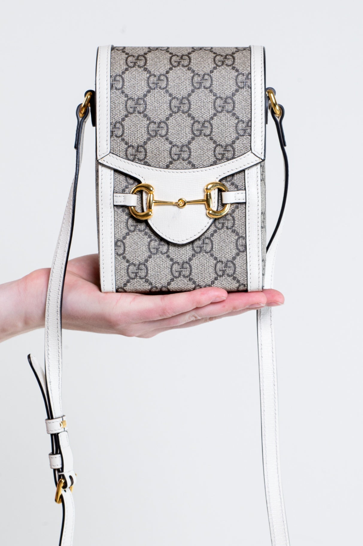 White Mini Horsebit Crossbody Bag