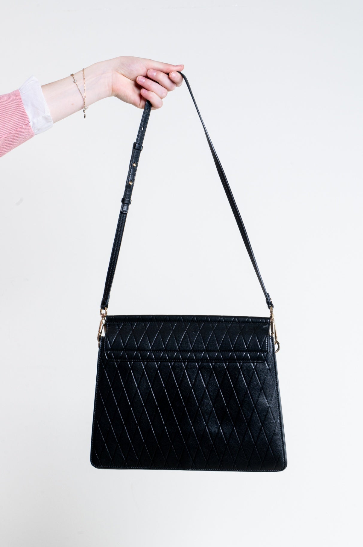 Black Diamond Embossed Faye Shoulder Bag