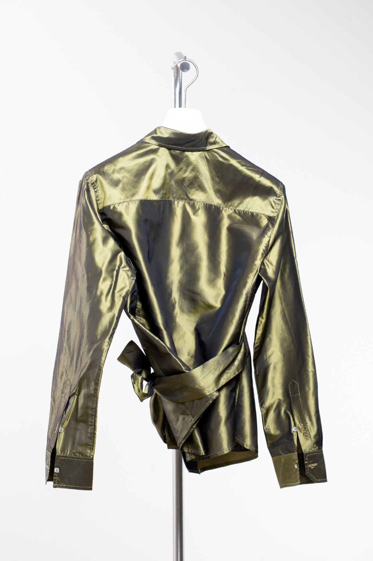 Vintage Green Silk Wrap Blouse