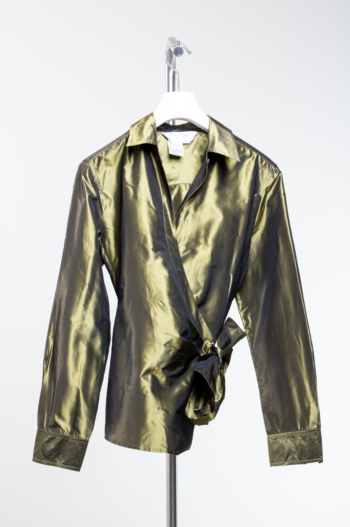 Vintage Green Silk Wrap Blouse