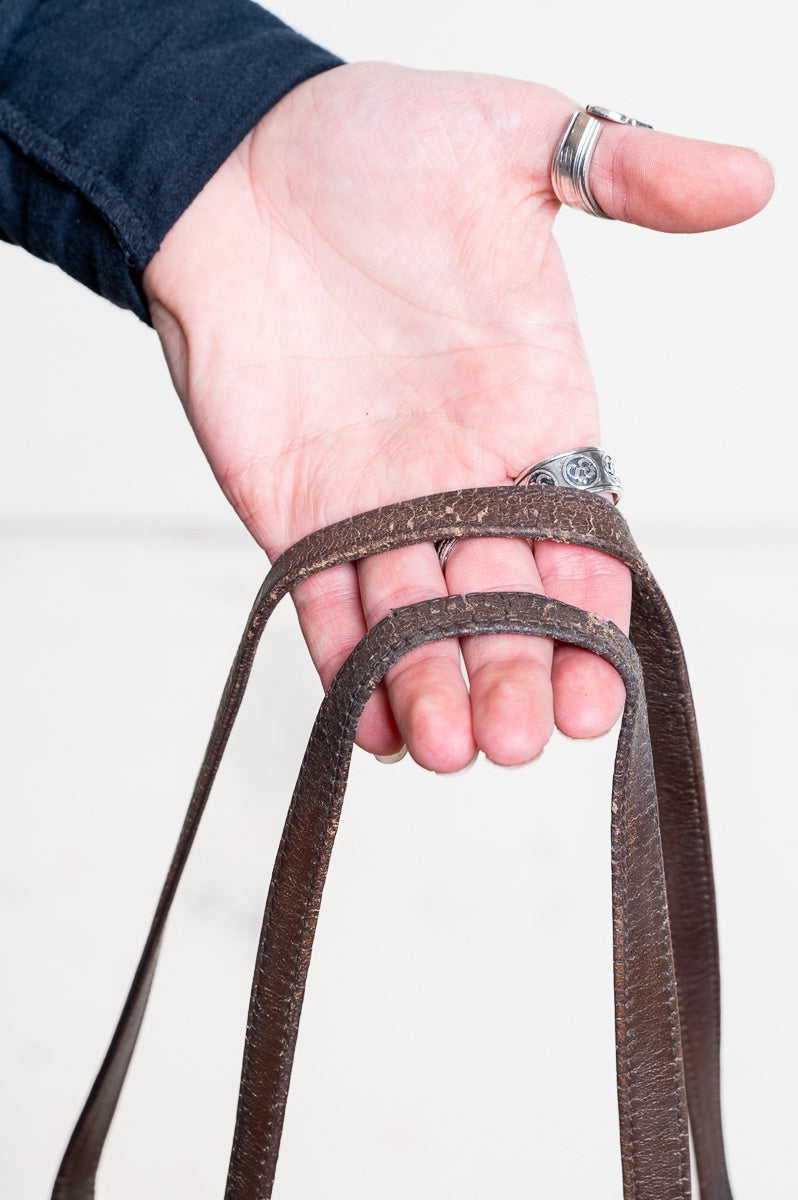 Bronze Leather Logo Tote Bag with Tassels