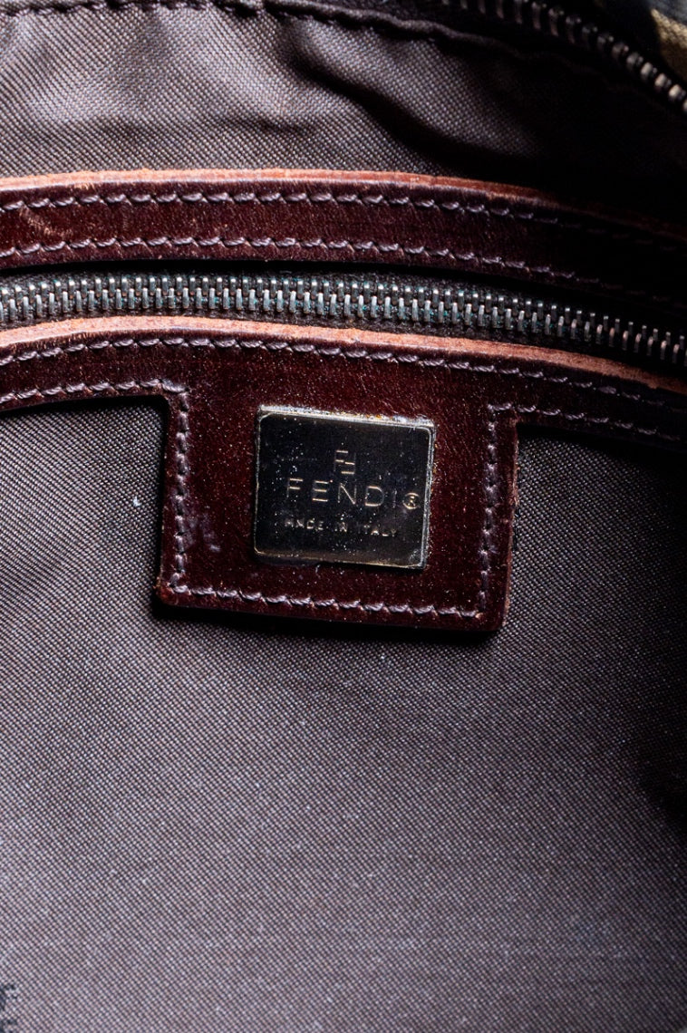 Vintage Zucca Print Canvas/Leather Small Tote Bag