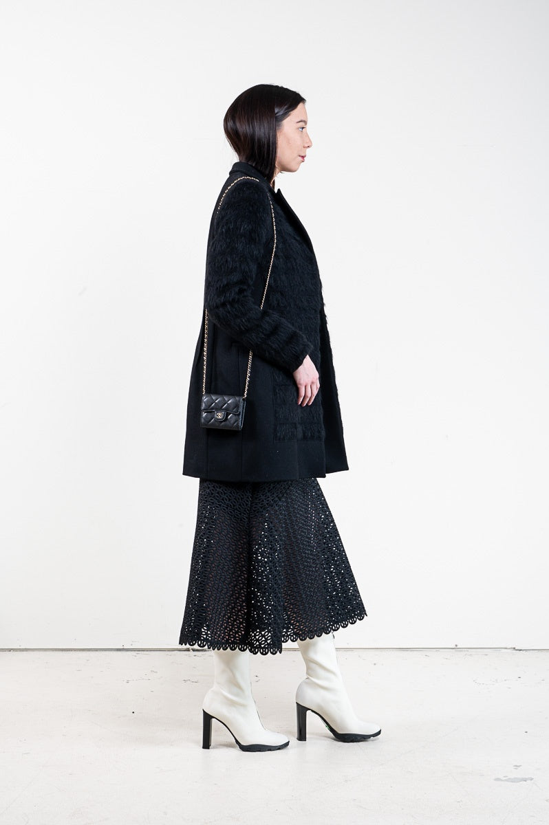 Black Fur Button Up Jacket