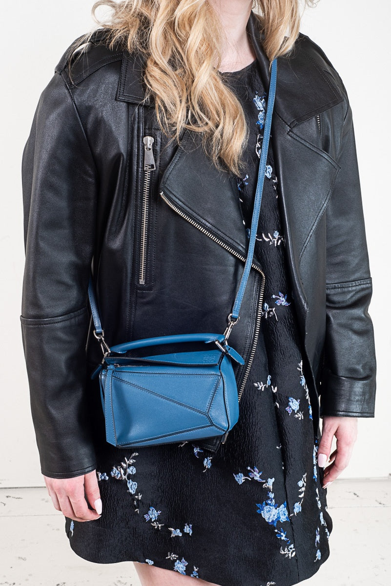 Mini Blue Calfskin Puzzle Bag