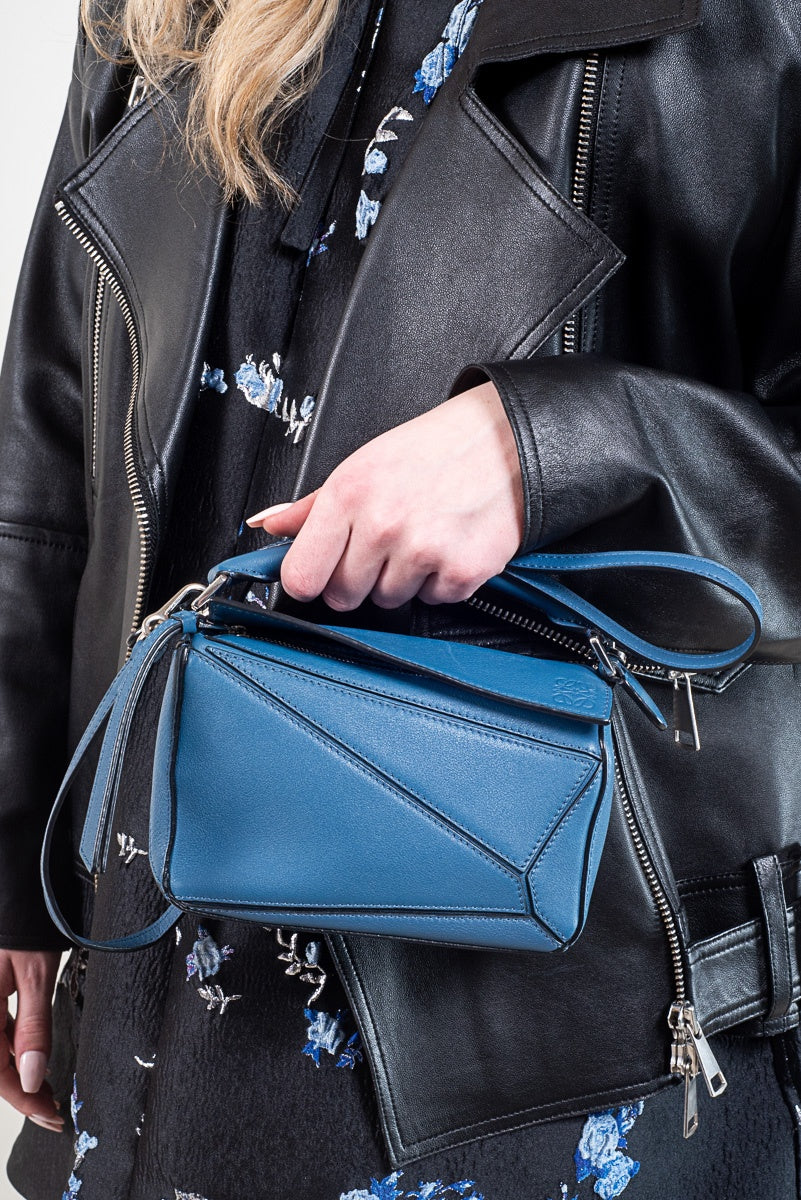 Mini Blue Calfskin Puzzle Bag