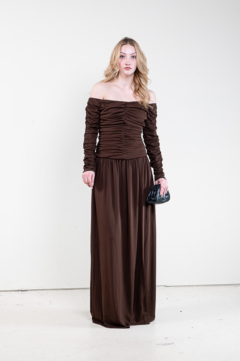 Mocha Ruched Marla Dress