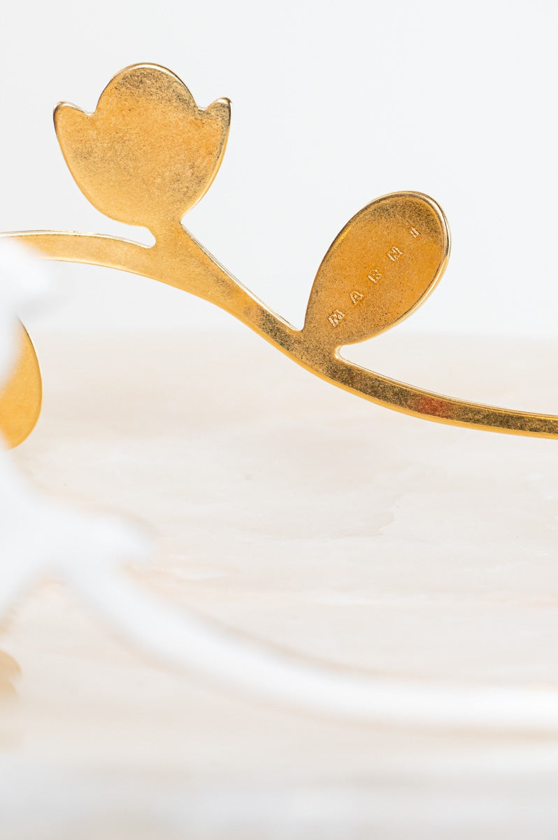 White & Gold Leaf Metal Headband