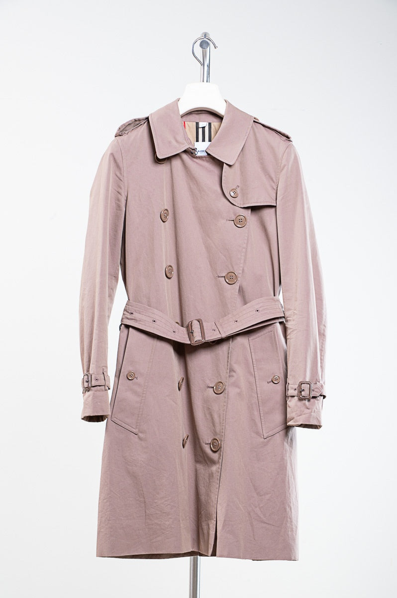 Dusty Rose Double-Breasted Gabardine Trench Coat
