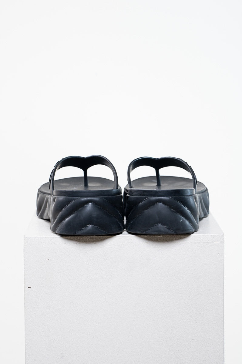Black Rubber Platform Sandal