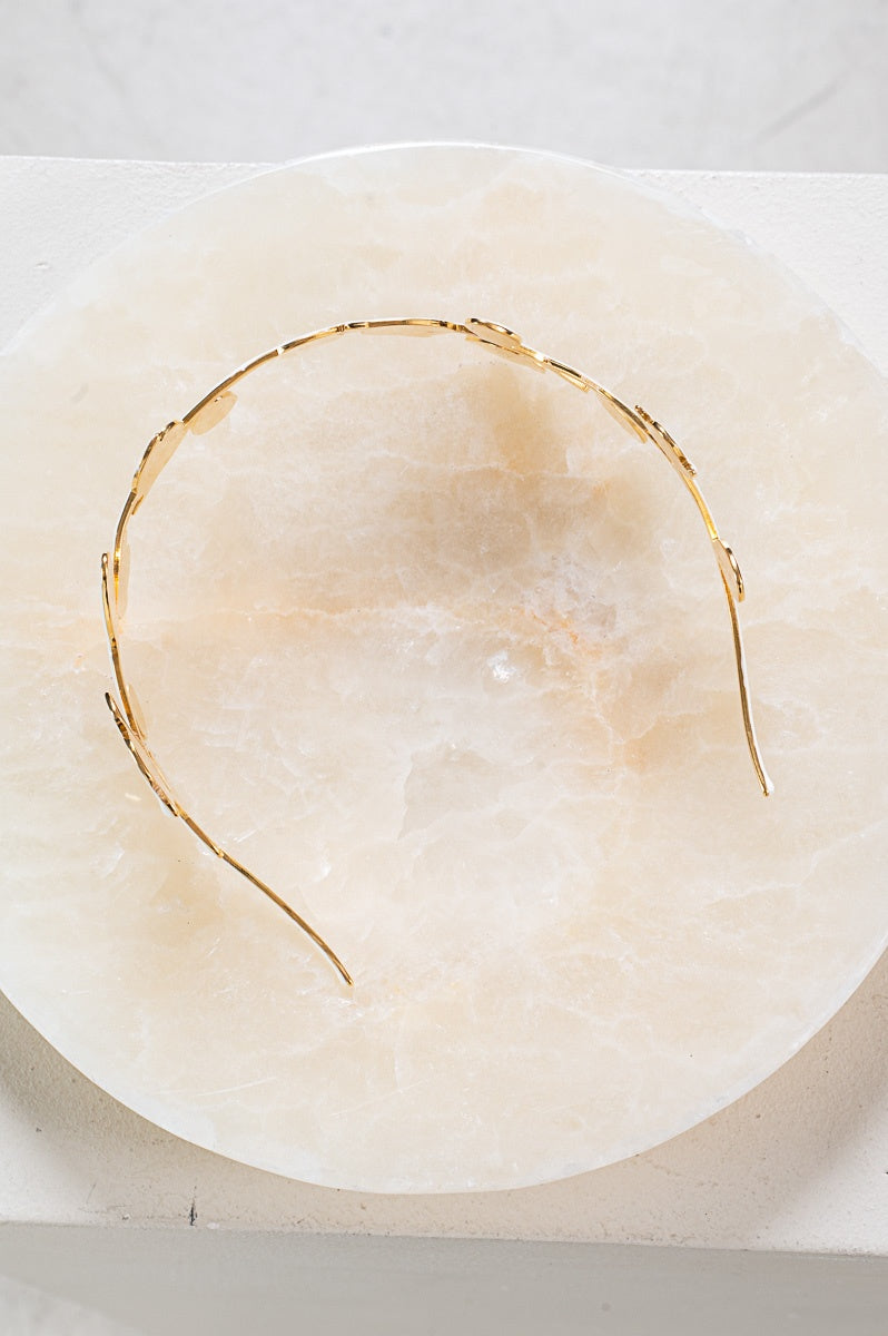 White & Gold Leaf Metal Headband
